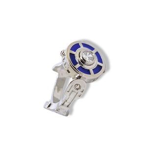 New SilverTone Blue Red Enamel Round White Crystal R2D2 Star Wars Ring Sz 10